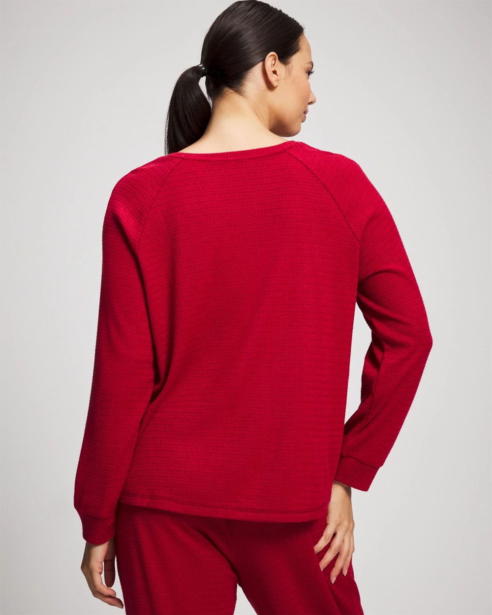 Soma Cozy Waffle Long Sleeve V-Neck Pajama Top