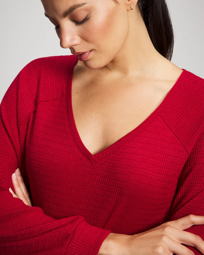 Soma Cozy Waffle Long Sleeve V-Neck Pajama Top
