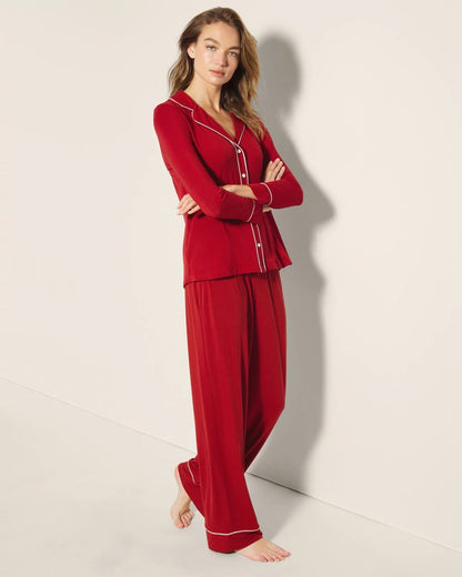 Soma Long-Sleeve Notch Collar Pajama Top