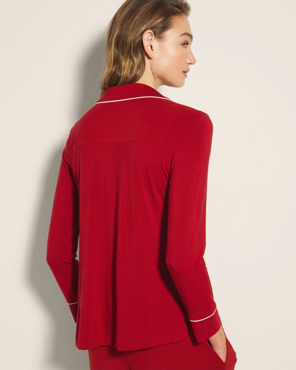 Soma Long-Sleeve Notch Collar Pajama Top