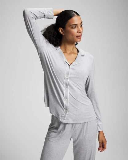Soma Long-Sleeve Notch Collar Pajama Top