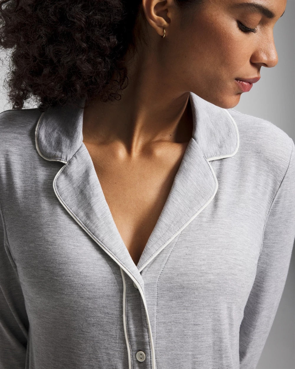Soma Long-Sleeve Notch Collar Pajama Top