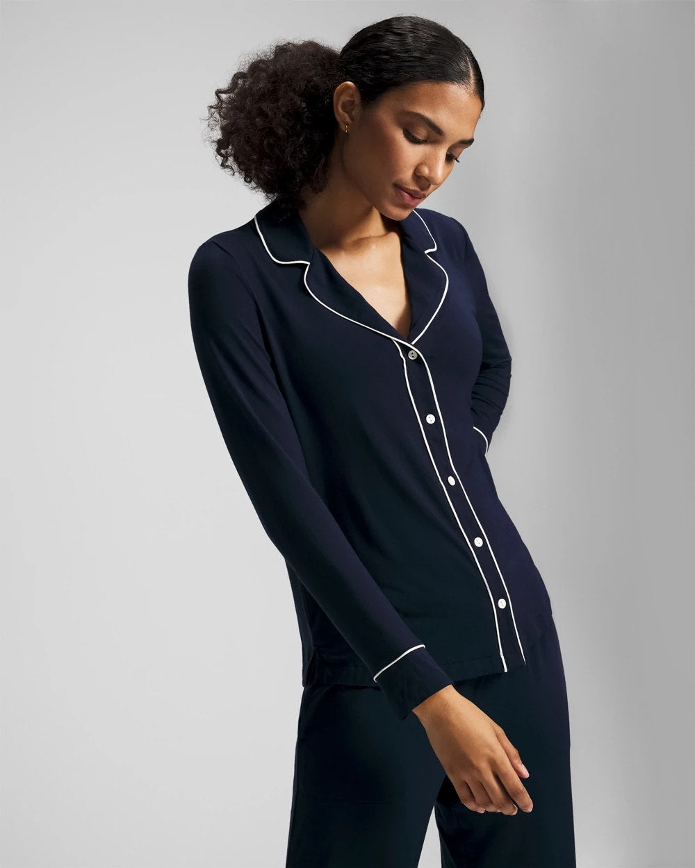 Soma Long-Sleeve Notch Collar Pajama Top