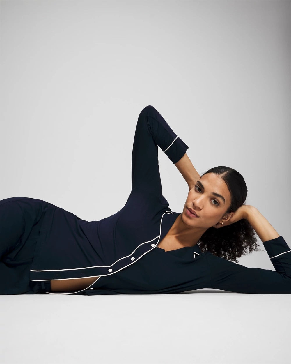 Soma Long-Sleeve Notch Collar Pajama Top