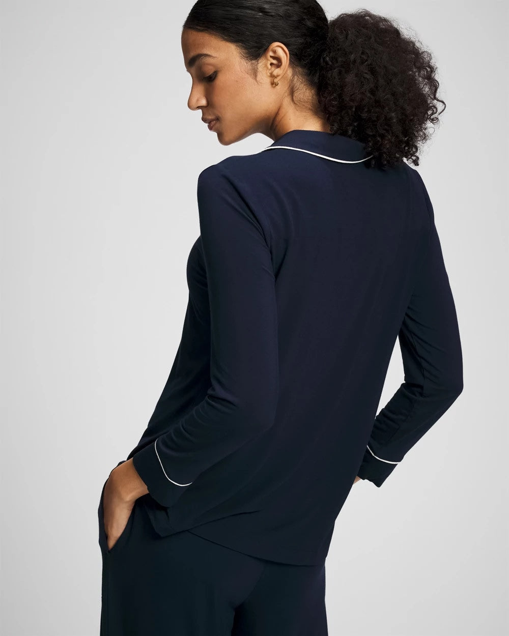 Soma Long-Sleeve Notch Collar Pajama Top