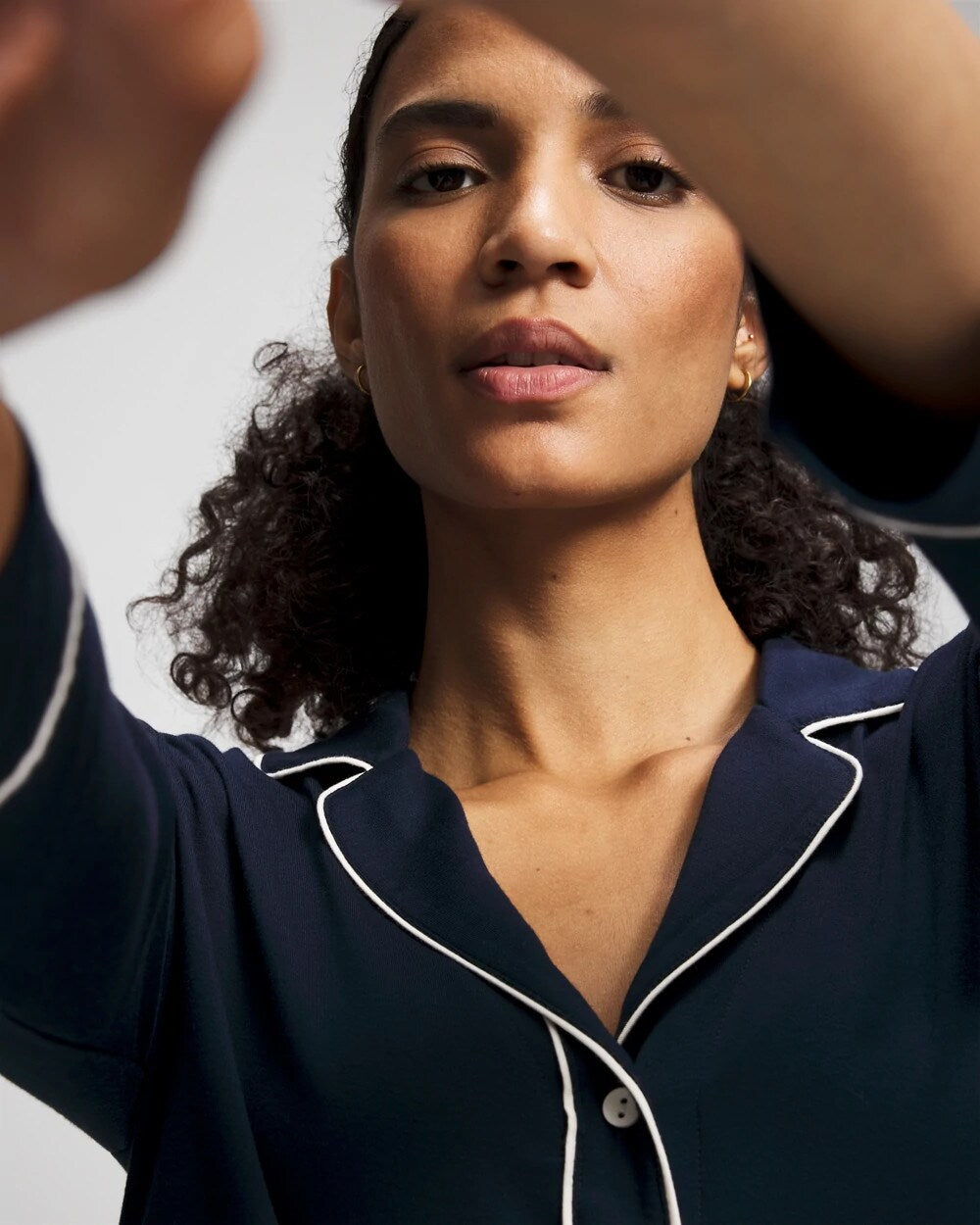 Soma Long-Sleeve Notch Collar Pajama Top