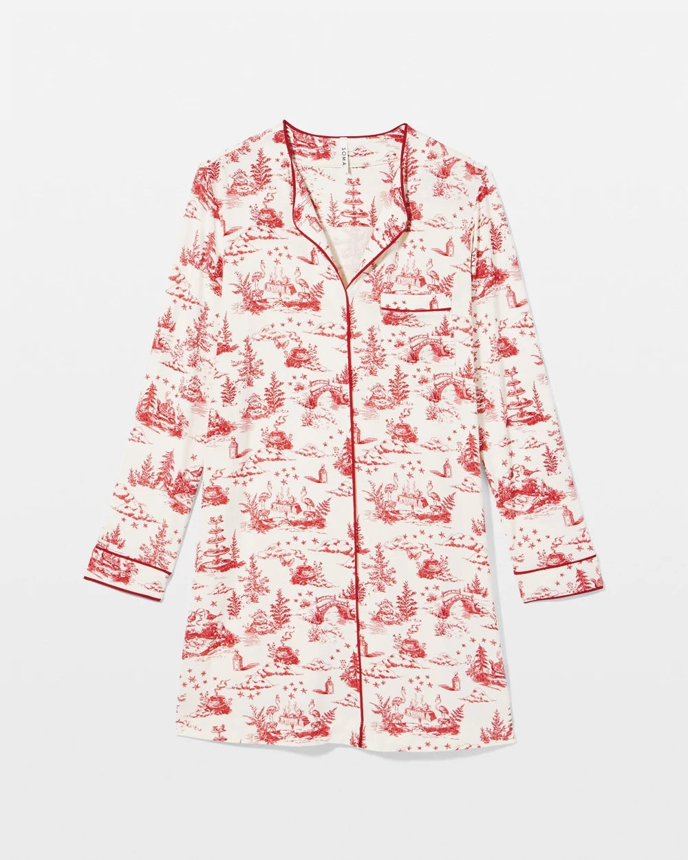 Soma Piped Long-Sleeve Sleepshirt