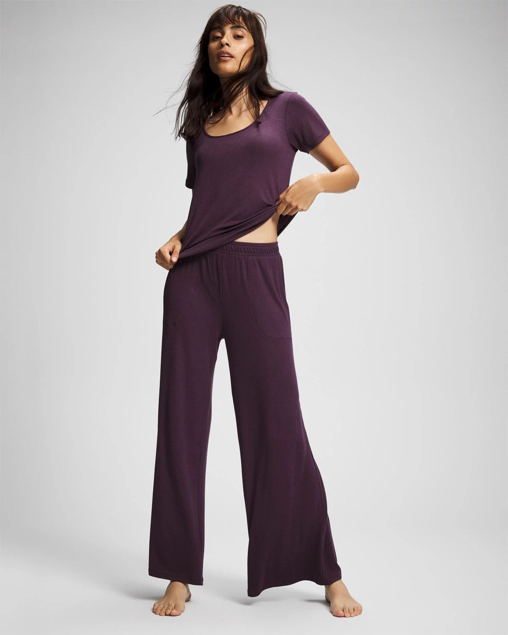 Soma Lightweight Rib Knit Wide Leg Pajama Pants