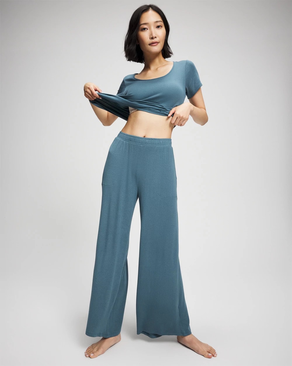 Soma Lightweight Rib Knit Wide Leg Pajama Pants