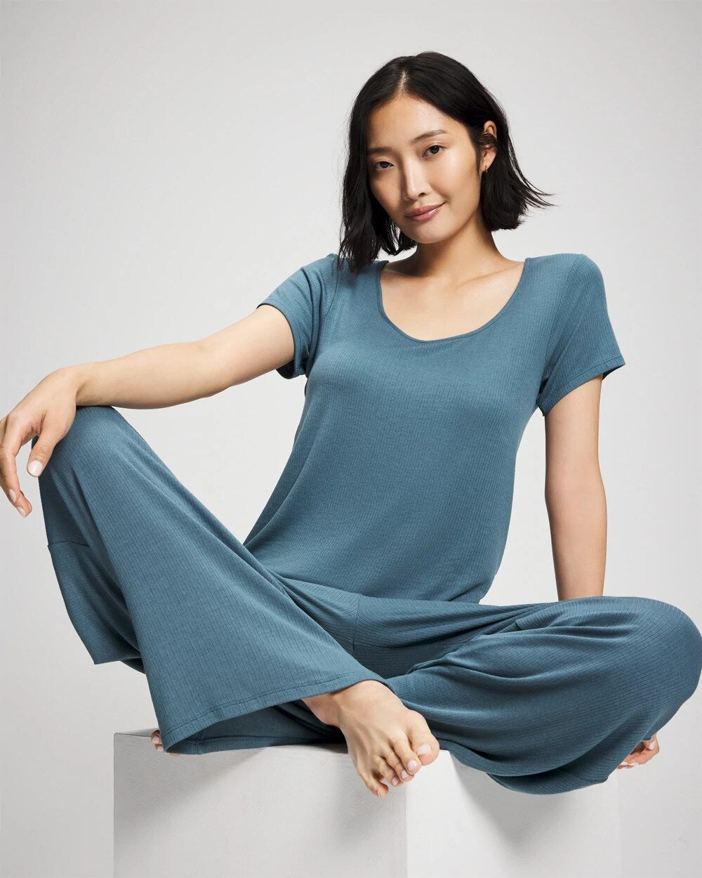 Soma Lightweight Rib Knit Wide Leg Pajama Pants