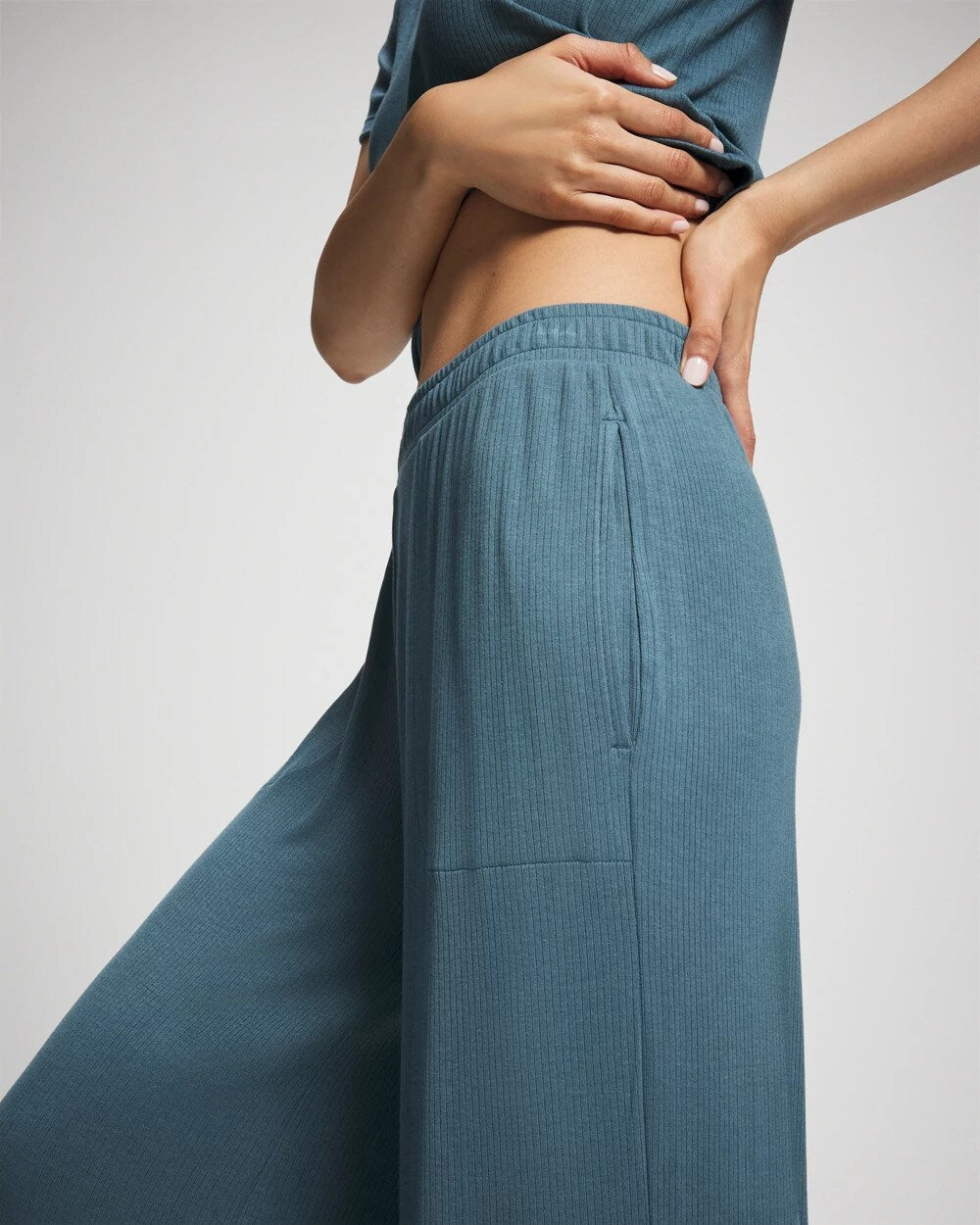 Soma Lightweight Rib Knit Wide Leg Pajama Pants