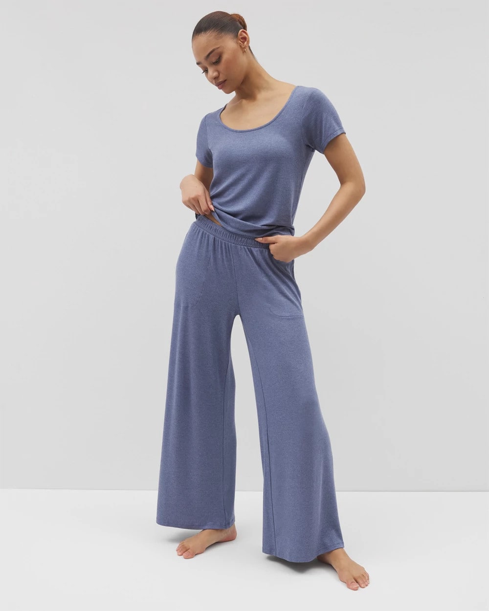 Soma Lightweight Rib Knit Wide Leg Pajama Pants
