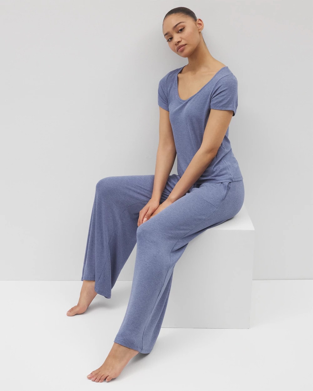Soma Lightweight Rib Knit Wide Leg Pajama Pants