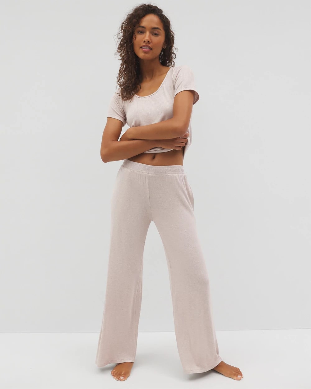 Soma Lightweight Rib Knit Wide Leg Pajama Pants
