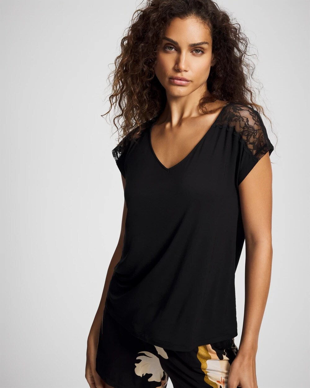 Soma Short Sleeve Lace Pajama Tee