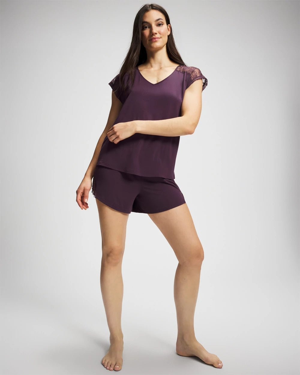 Soma Short Sleeve Lace Pajama Tee