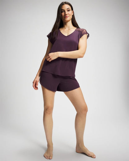 Soma Short Sleeve Lace Pajama Tee