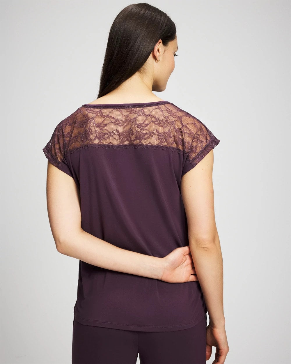 Soma Short Sleeve Lace Pajama Tee