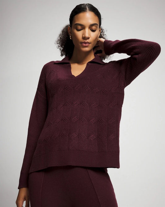 Soma Premier Knit Cable Knit Collared Sweater