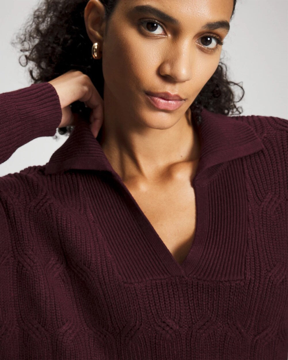 Soma Premier Knit Cable Knit Collared Sweater