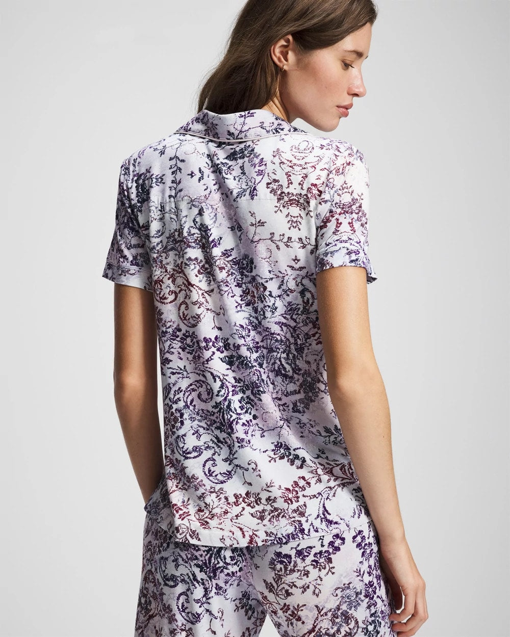 Soma Piped Short Sleeve Notch Collar Pajama Top
