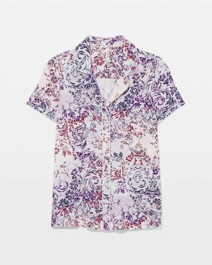 Soma Piped Short Sleeve Notch Collar Pajama Top