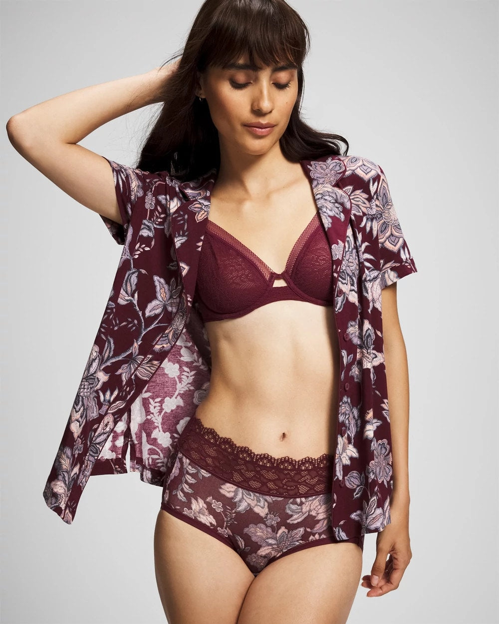 Soma Piped Short Sleeve Notch Collar Pajama Top