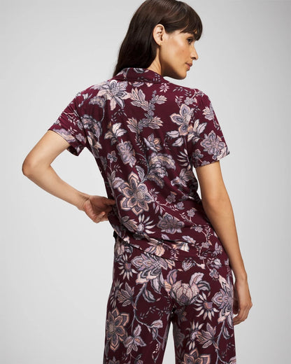 Soma Piped Short Sleeve Notch Collar Pajama Top
