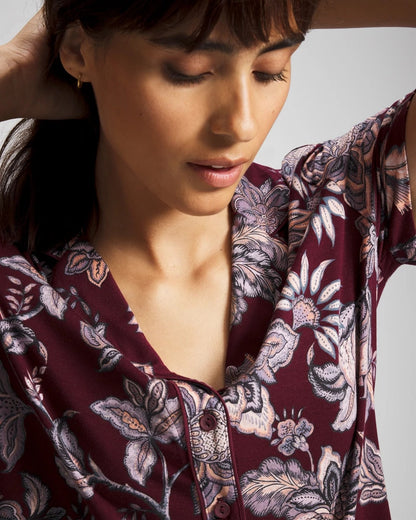 Soma Piped Short Sleeve Notch Collar Pajama Top