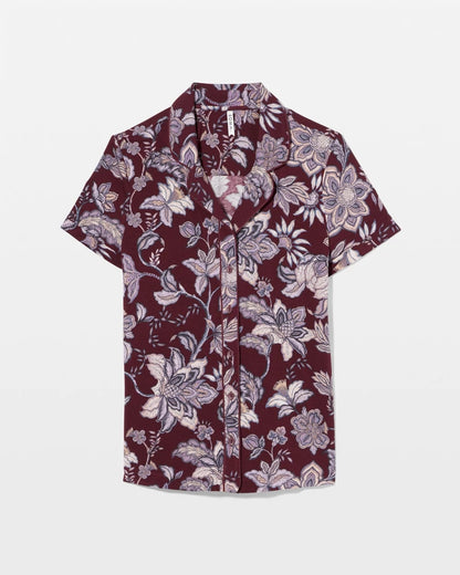 Soma Piped Short Sleeve Notch Collar Pajama Top