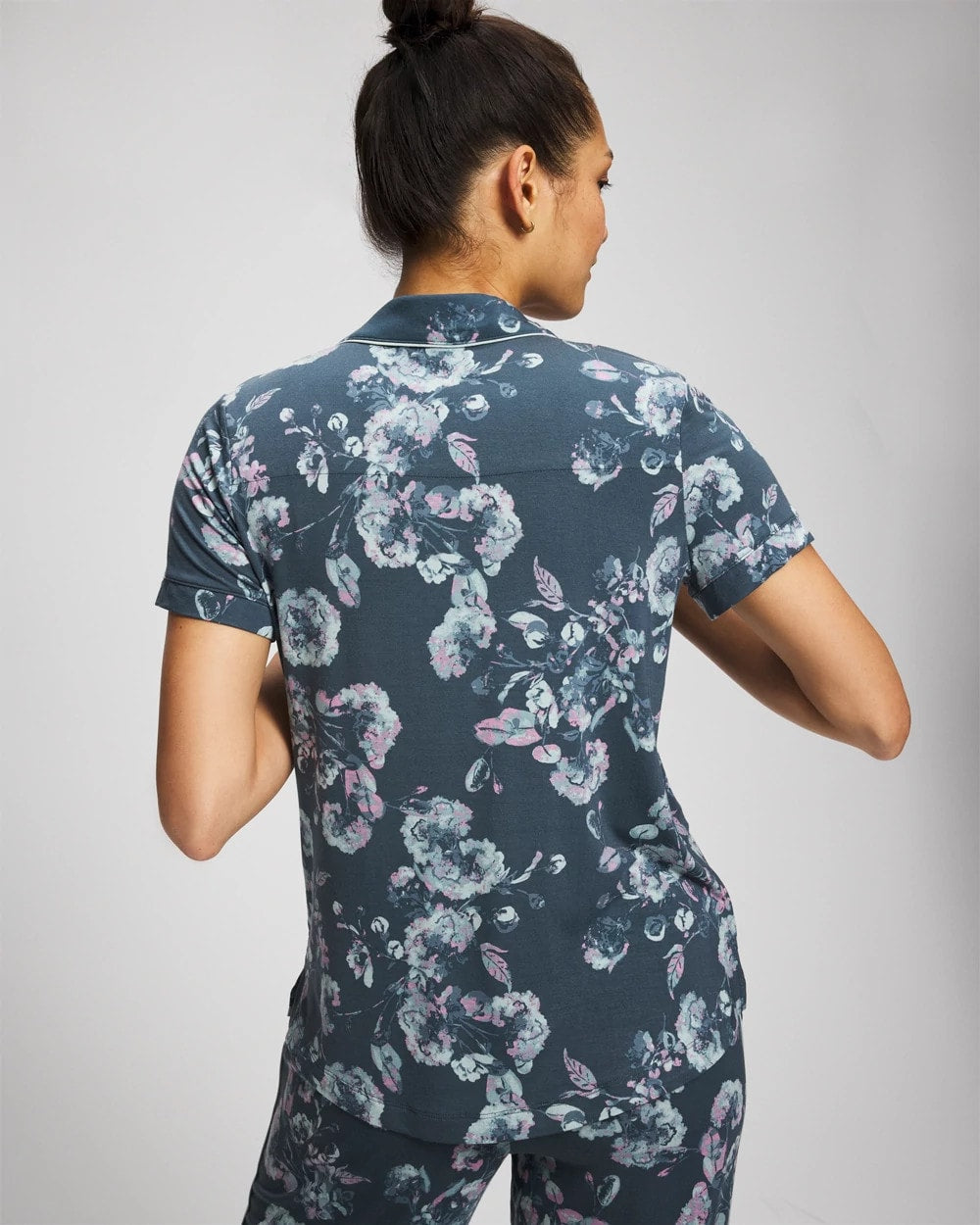 Soma Piped Short Sleeve Notch Collar Pajama Top
