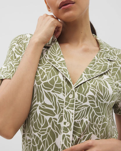 Soma Piped Short Sleeve Notch Collar Pajama Top