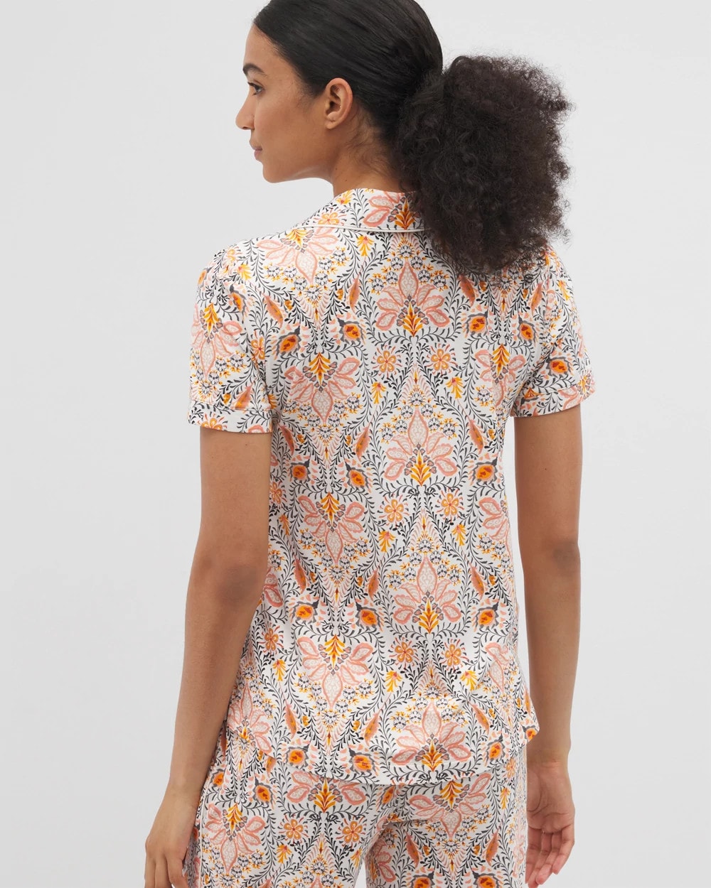 Soma Piped Short Sleeve Notch Collar Pajama Top