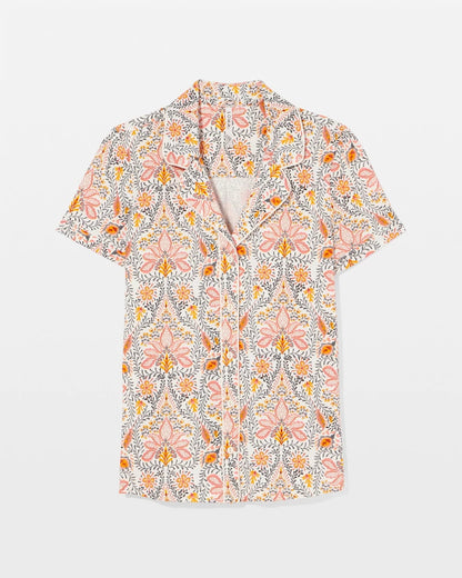 Soma Piped Short Sleeve Notch Collar Pajama Top