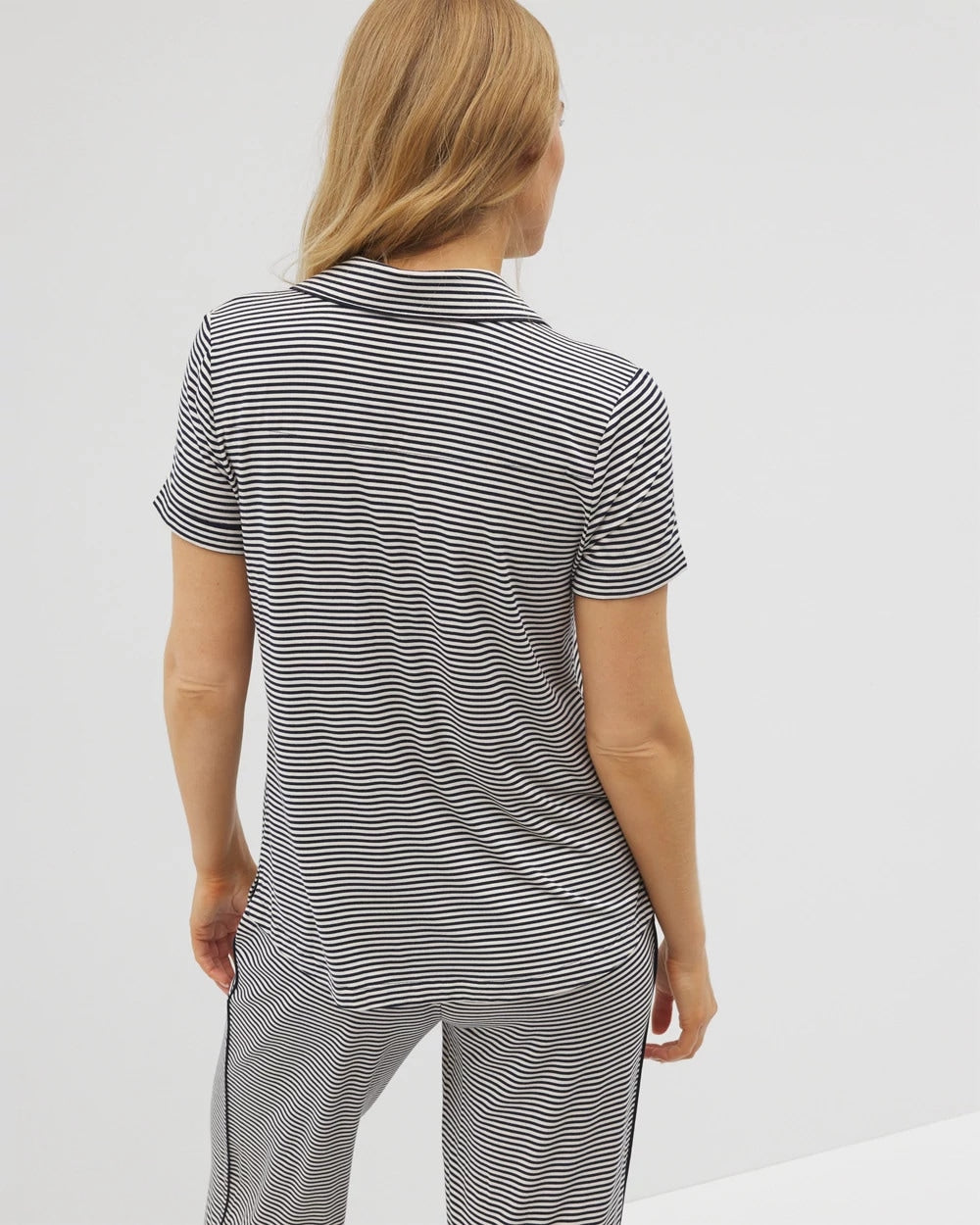 Soma Piped Short Sleeve Notch Collar Pajama Top