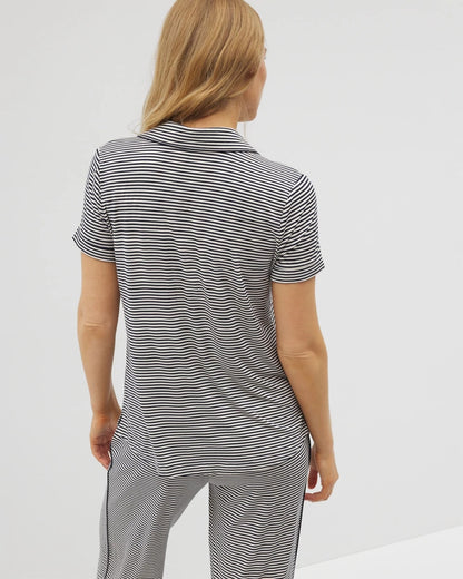 Soma Piped Short Sleeve Notch Collar Pajama Top