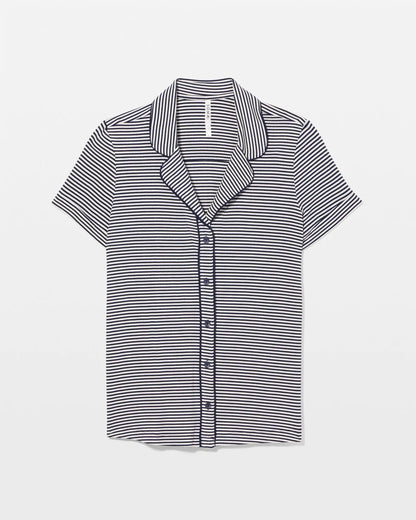 Soma Piped Short Sleeve Notch Collar Pajama Top