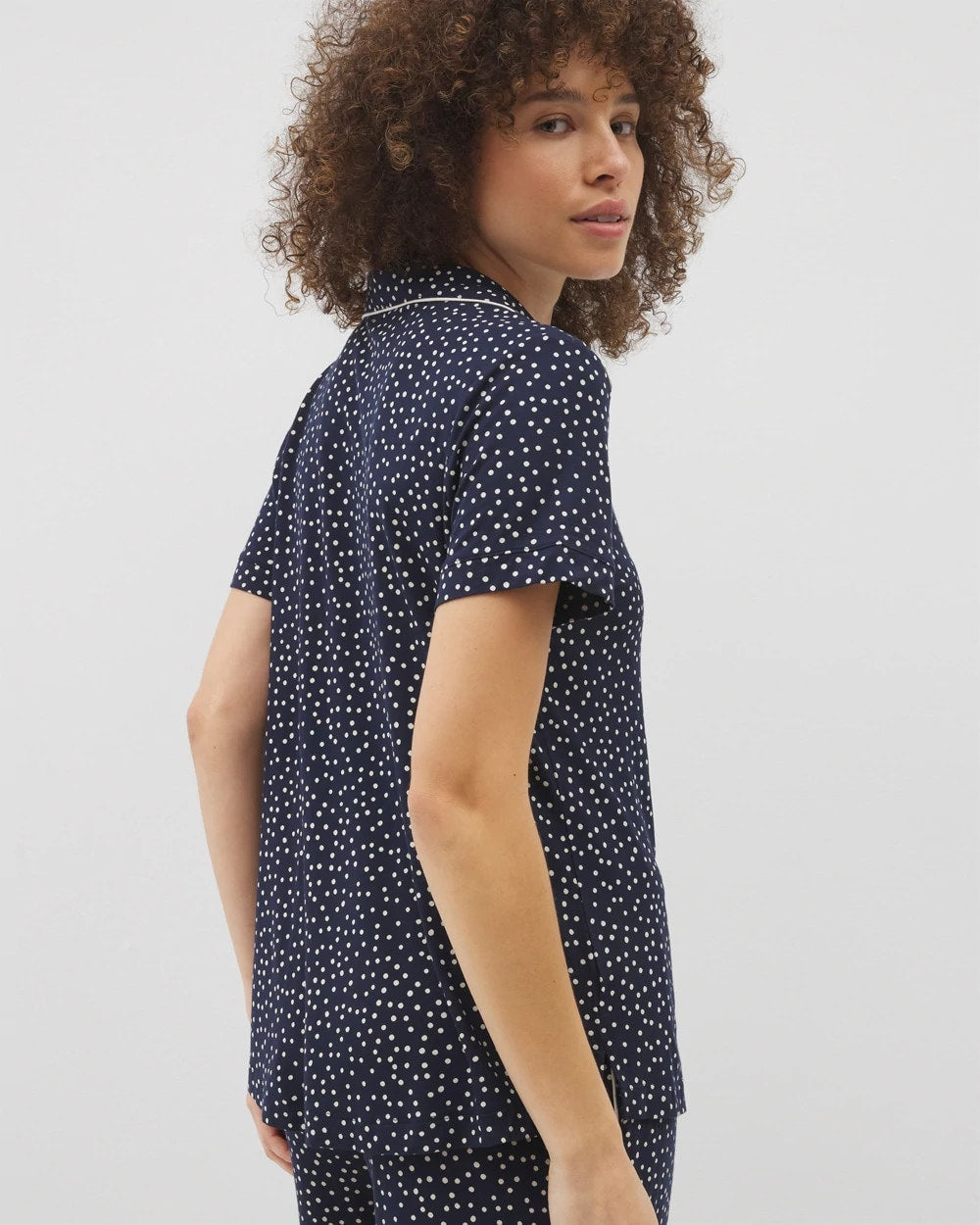 Soma Piped Short Sleeve Notch Collar Pajama Top