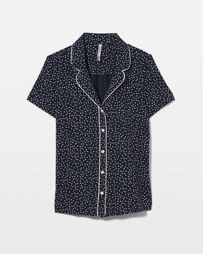 Soma Piped Short Sleeve Notch Collar Pajama Top
