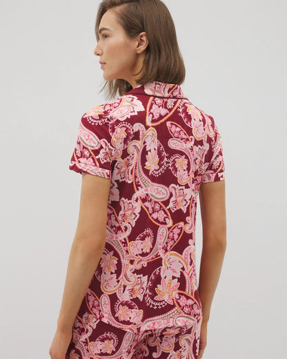Soma Piped Short Sleeve Notch Collar Pajama Top