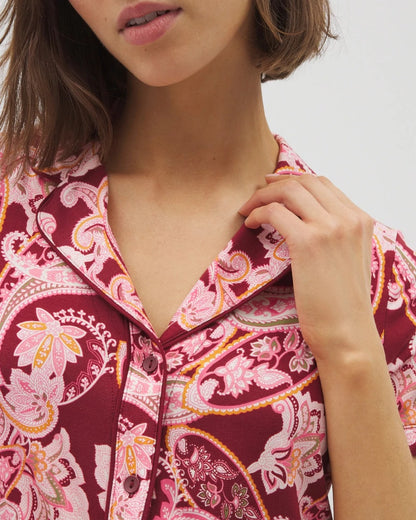 Soma Piped Short Sleeve Notch Collar Pajama Top