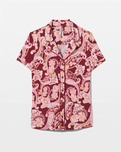 Soma Piped Short Sleeve Notch Collar Pajama Top