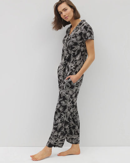 Soma Piped Short Sleeve Notch Collar Pajama Top