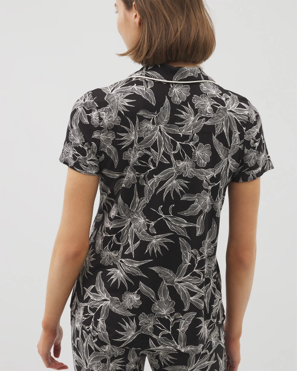Soma Piped Short Sleeve Notch Collar Pajama Top