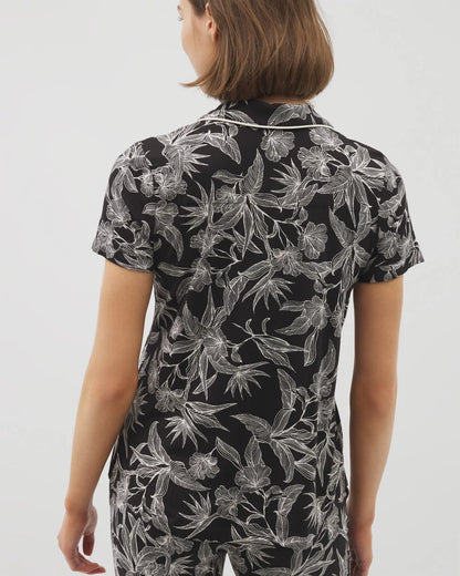 Soma Piped Short Sleeve Notch Collar Pajama Top