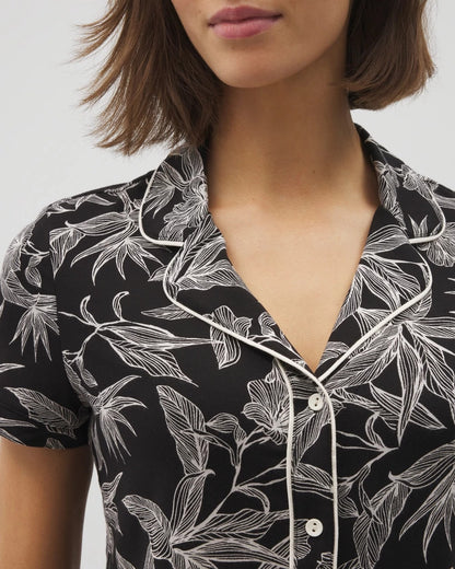 Soma Piped Short Sleeve Notch Collar Pajama Top