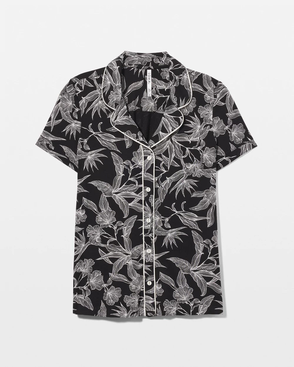 Soma Piped Short Sleeve Notch Collar Pajama Top