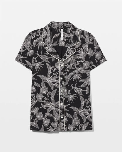 Soma Piped Short Sleeve Notch Collar Pajama Top