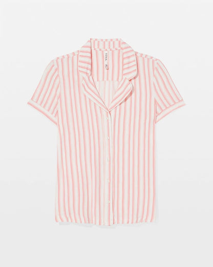 Soma Piped Short Sleeve Notch Collar Pajama Top