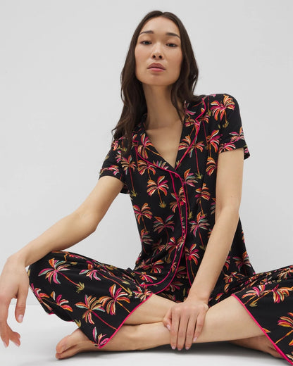 Soma Piped Short Sleeve Notch Collar Pajama Top